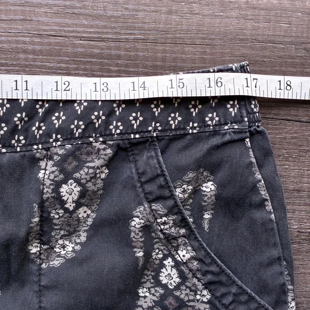 Knox‎ Rose Paisley Boho Shorts L Grey Cotton Lyocell Festival Cottagecore